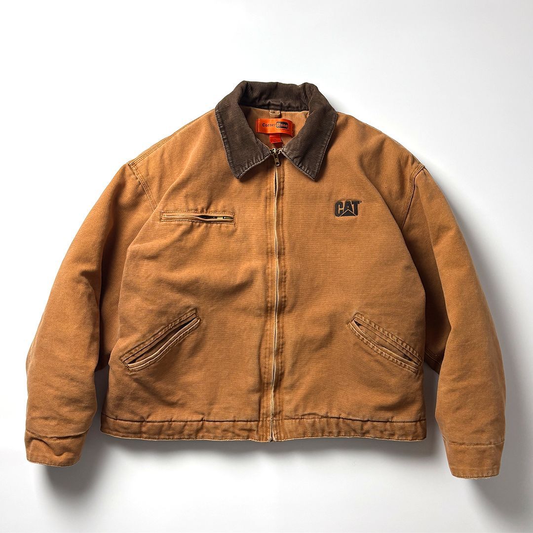 デトロイトジャケット L レッド 赤 企業ロゴ 襟コーデュロイ ダックジャケット デトロイトジャケット L レッド 赤 企業ロゴ 襟コーデュロイ ダック