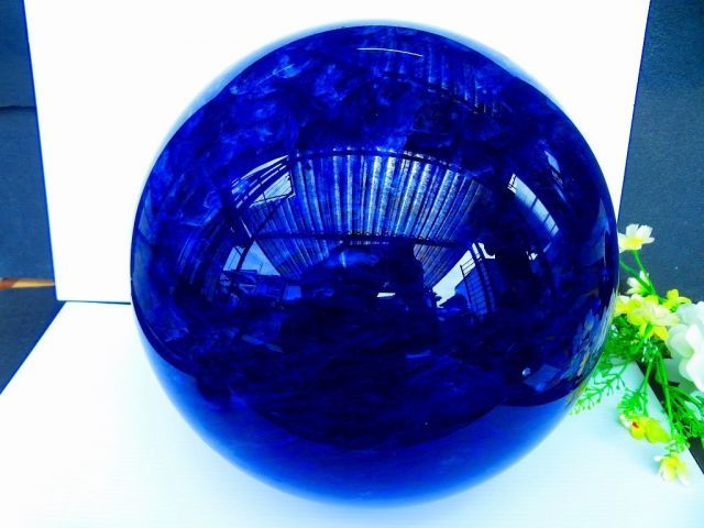 絶品超綺麗K9藍水晶丸玉☆超巨大23.8kg☆320mm台座付tk6602