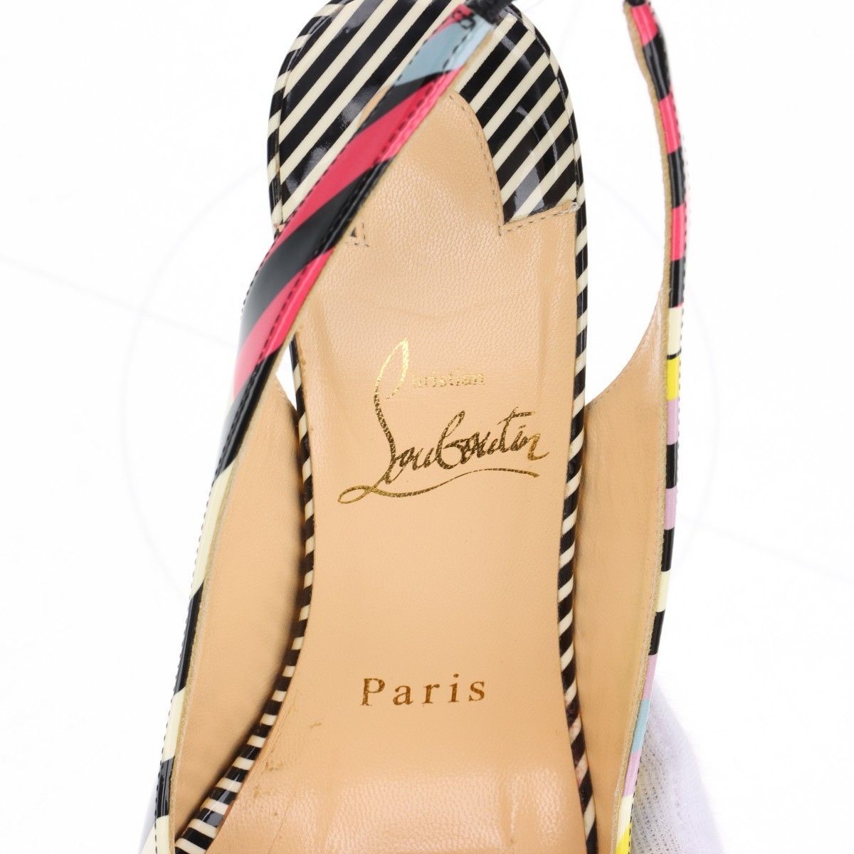 Christian Louboutin クリスチャンルブタン FETISH PEEP SLING 150 PAT