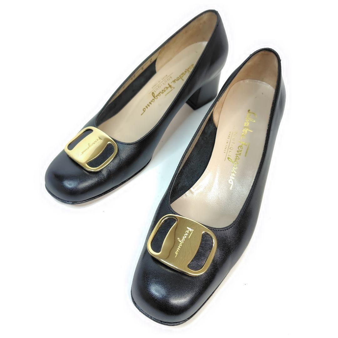 ☆美品☆Salvatore Ferragamo フェラガモ パンプス 6C チャンキー