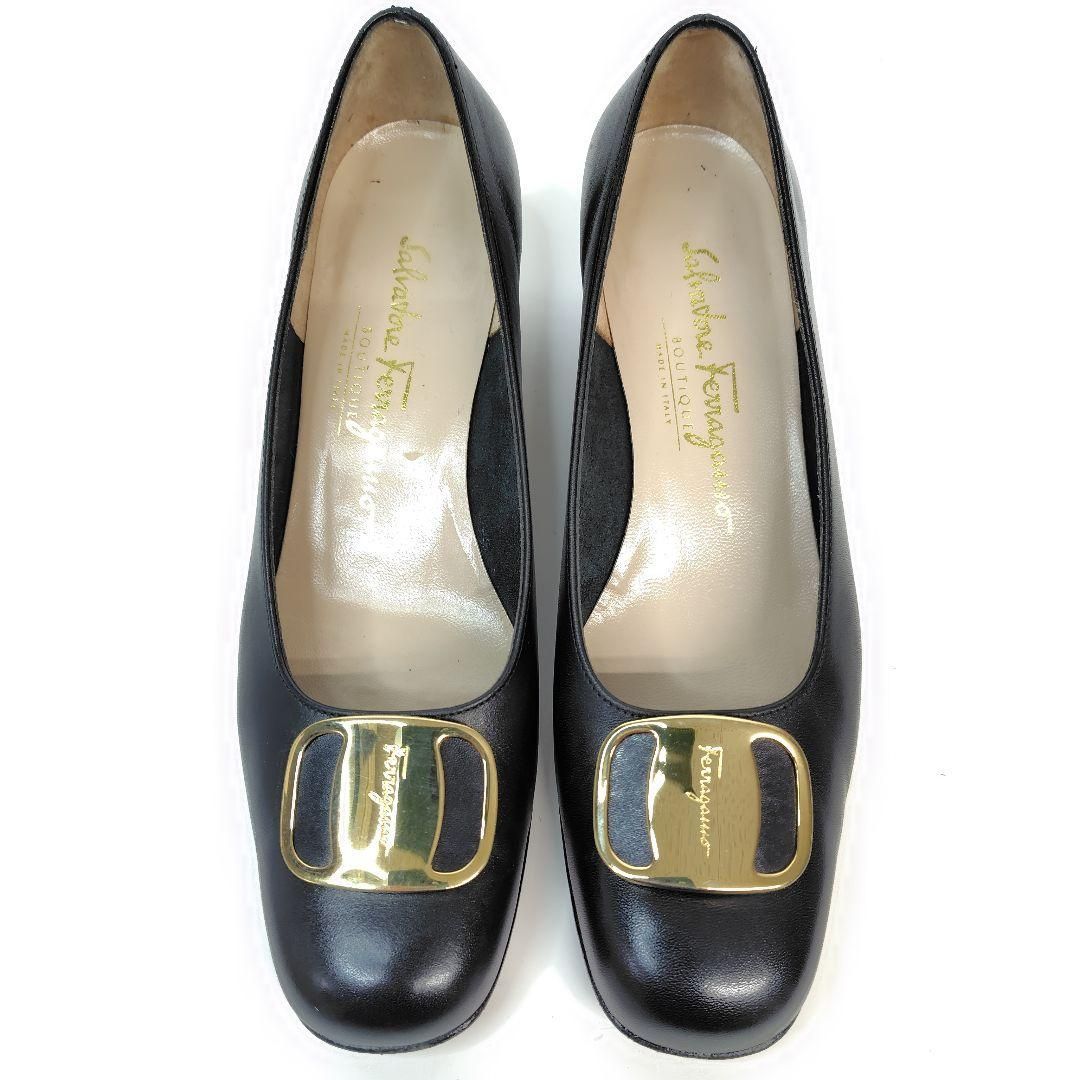 美品 フェラガモ ヴァラ パンプス レザー 23cm 6C ☆美品☆Salvatore Ferragamo フェラガモ パンプス 6C チャンキー