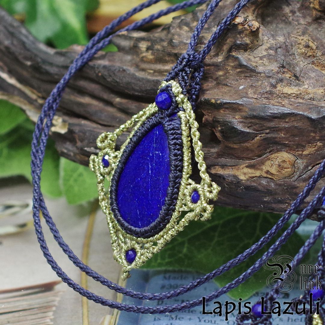ファッション 『ラピスラズリ』マクラメ編みトップネックレス 女神