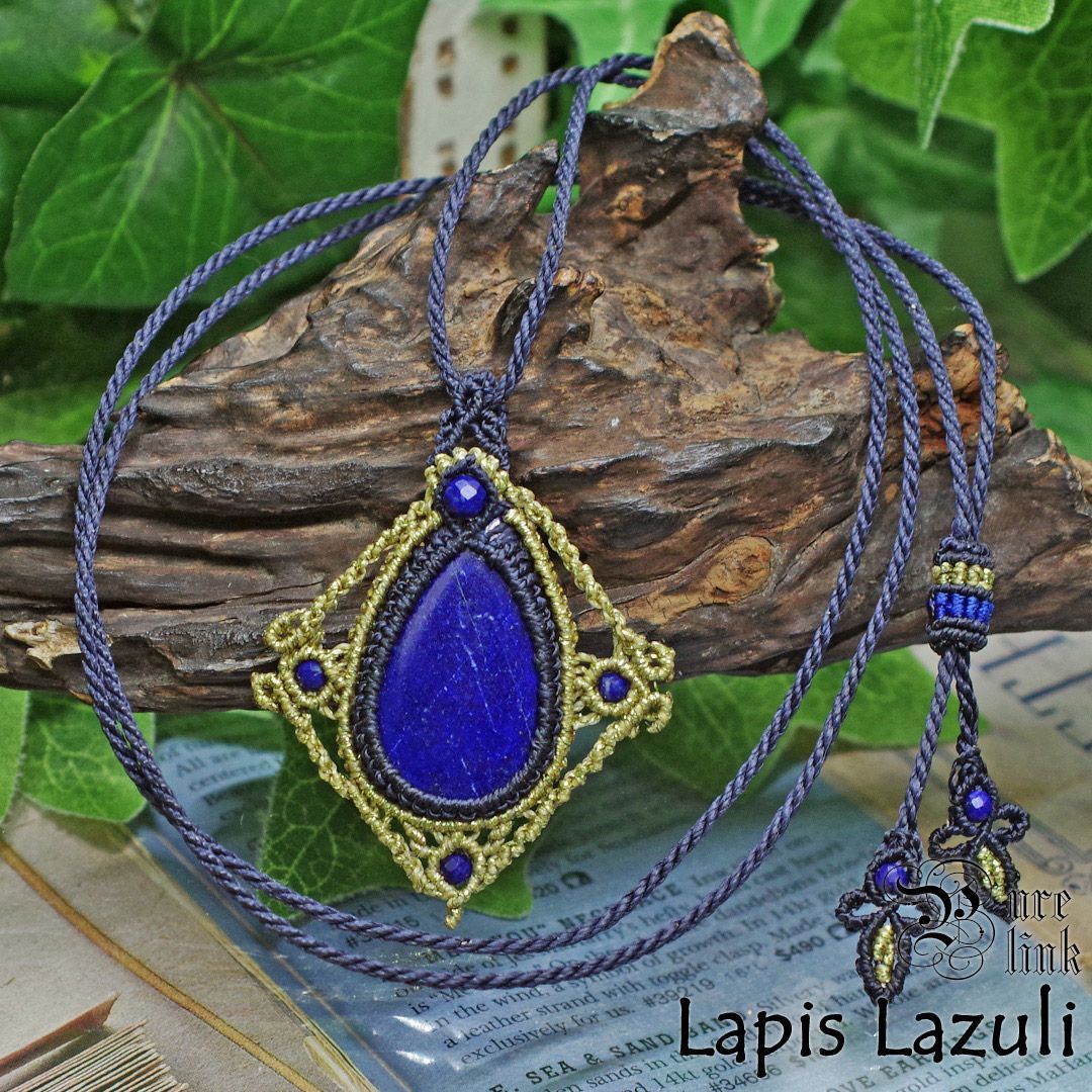 ファッション 『ラピスラズリ』マクラメ編みトップネックレス 女神