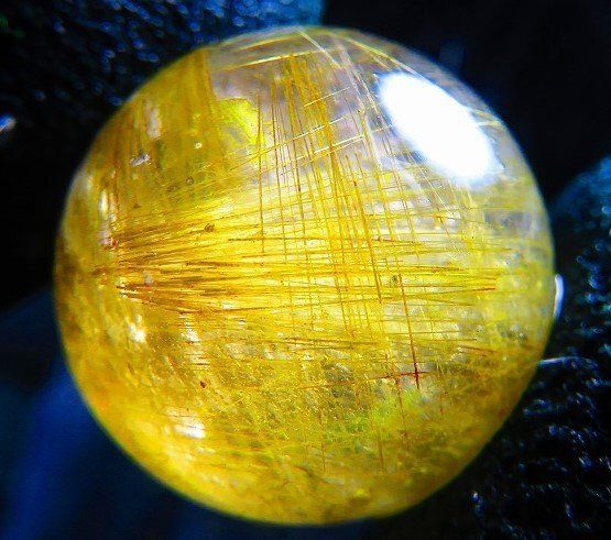 超金運上昇☆天然水晶☆ルチルクォーツ ☆台付き☆丸玉19mm☆tk4276