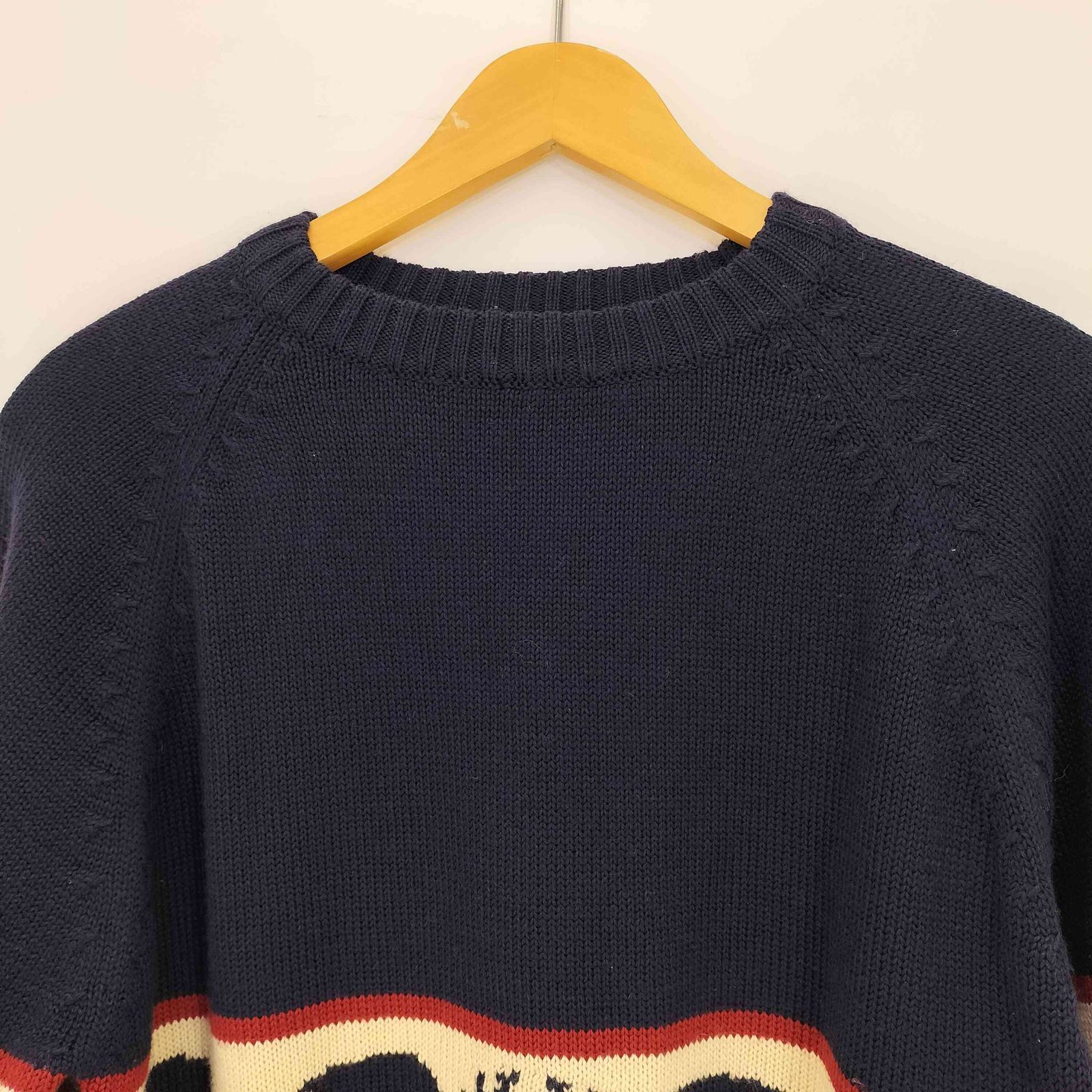 90s OLD STUSSY ニット　ラグラン　ツートーン　オールドステューシー ステューシー Stussy 90s 紺タグ アニマル柄 ラグランスリーブ