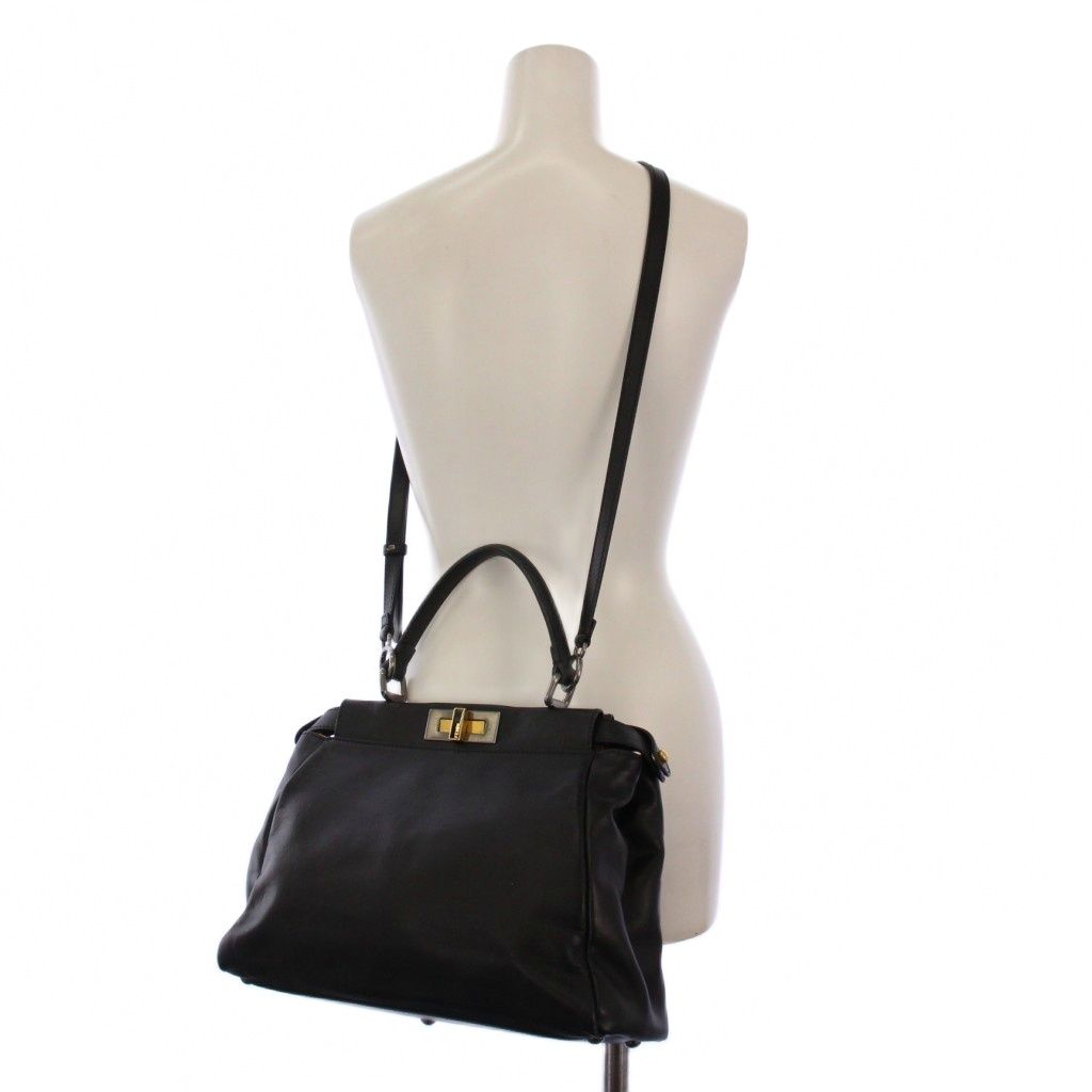 FENDI フェンディ ピーカブー ミディアム 2way ショルダー ハラコ 黒 フェンディ FENDI ピーカブー ハンドバッグ ショルダーバッグ 2WAY