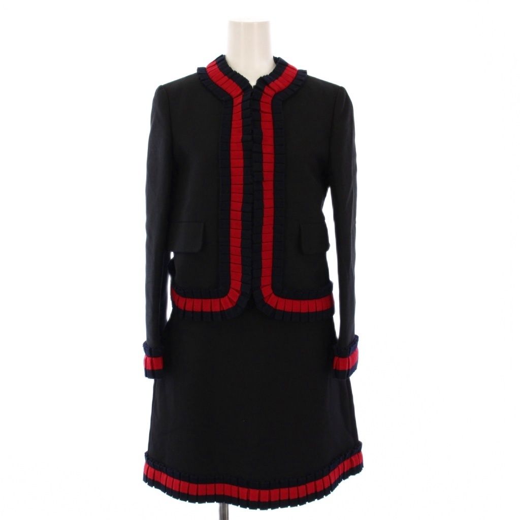 グッチ GUCCI スーツ ノーカラージャケット 台形スカート ひざ丈