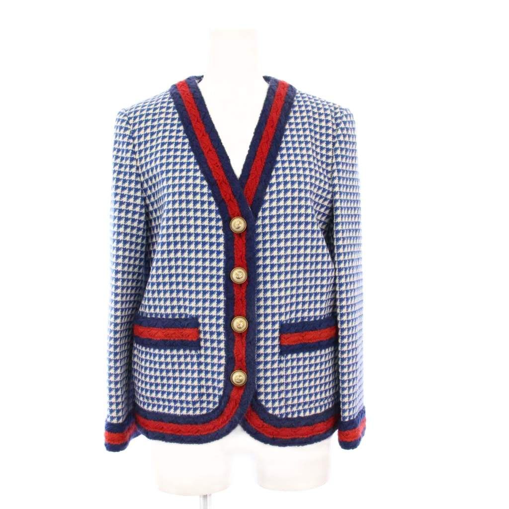 グッチ GUCCI スーツ ノーカラージャケット タイトスカート 千鳥格子