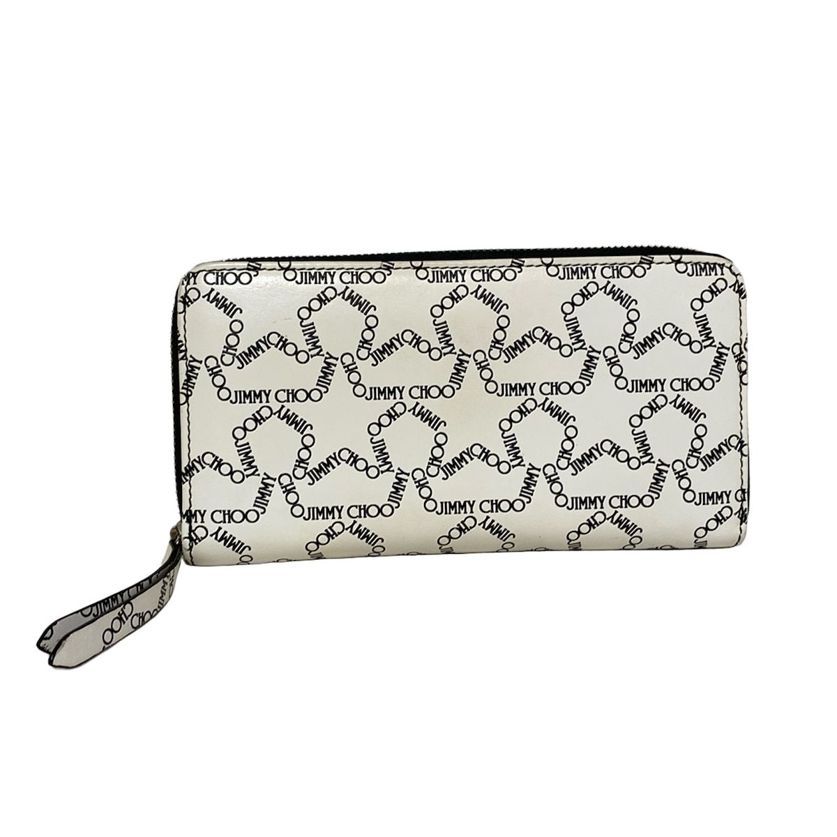 JIMMY CHOO(ジミーチュウ) 長財布 - 白×黒 オールオーバーロゴ