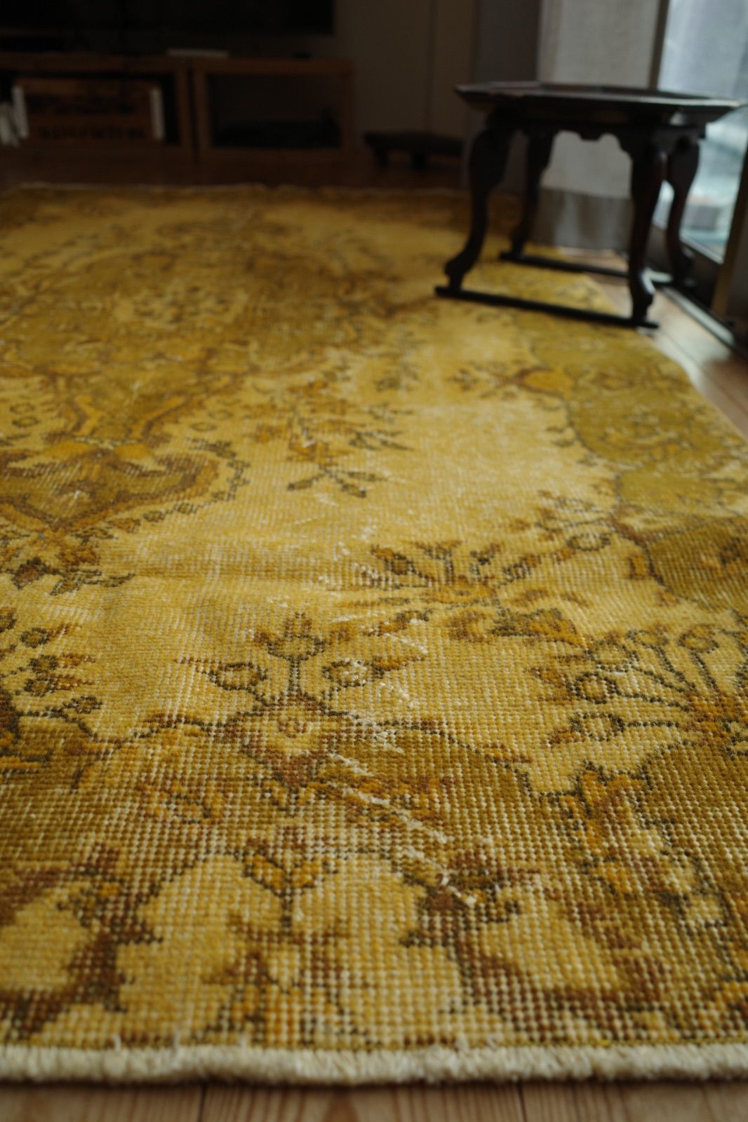 KenKen　ヴィンテージ　イエローオーバーダイラグ　rug トルコ KenKen ヴィンテージ イエローオーバーダイラグ rug トルコ KenKen様