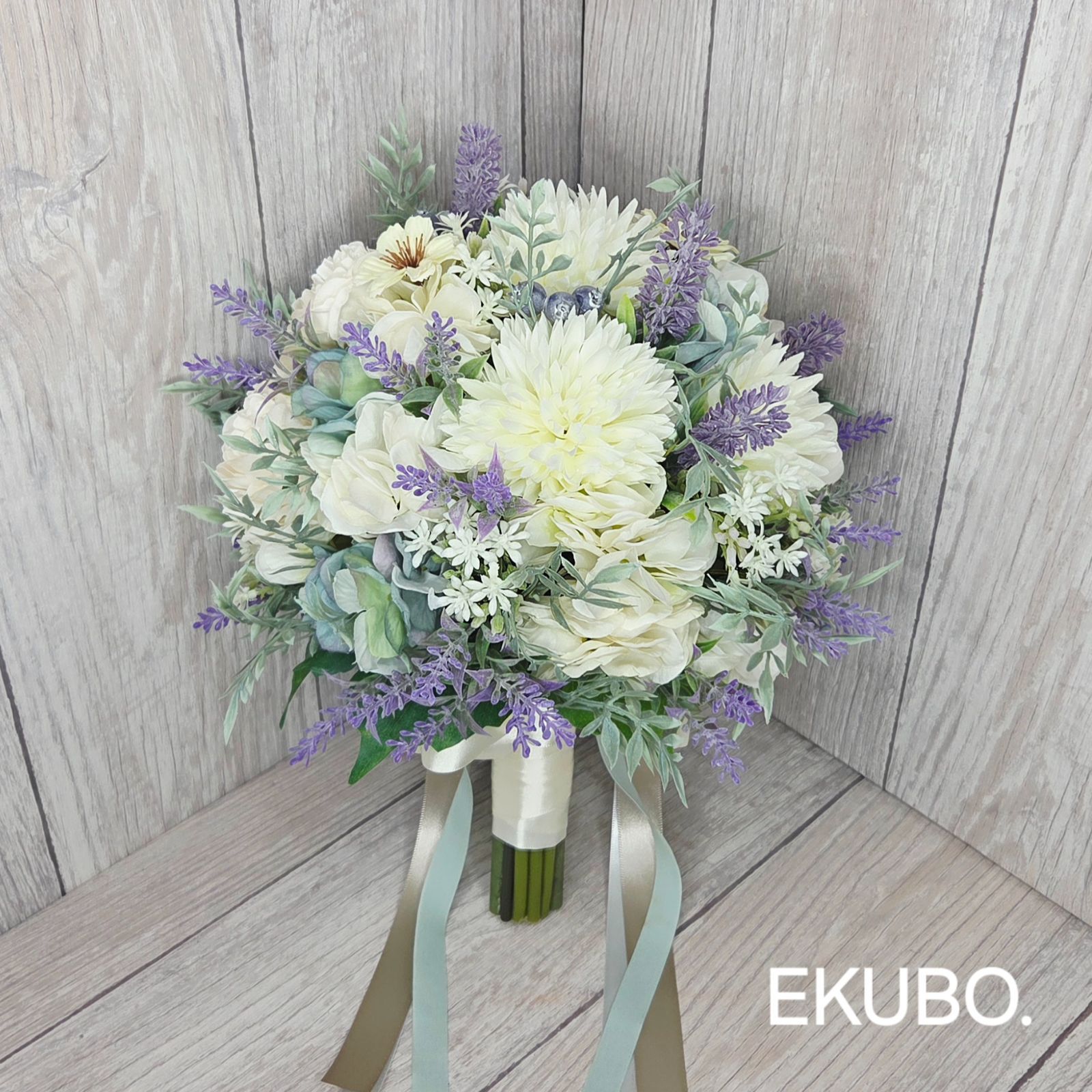 【ラベンダーとローズのブーケ】k733 ウェディングブーケ　アーティフィシャルフラワー　ブートニア付