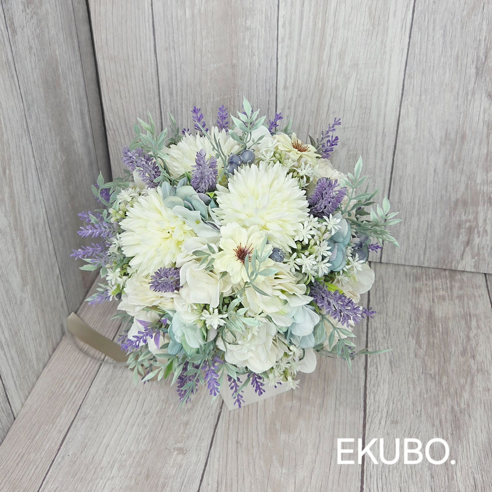 【ラベンダーとローズのブーケ】k733 ウェディングブーケ　アーティフィシャルフラワー　ブートニア付