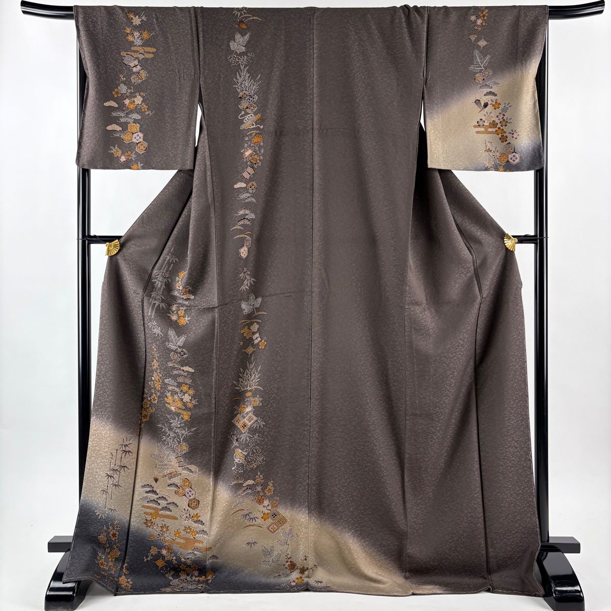 美品】 訪問着 身丈177cm 裄丈67.5cm L 袷 袋帯セット 宝尽くし 松竹梅