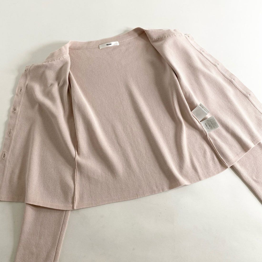 USED】Rene ルネ パールネック カーディガン 34 Sサイズ ピンク 羽織