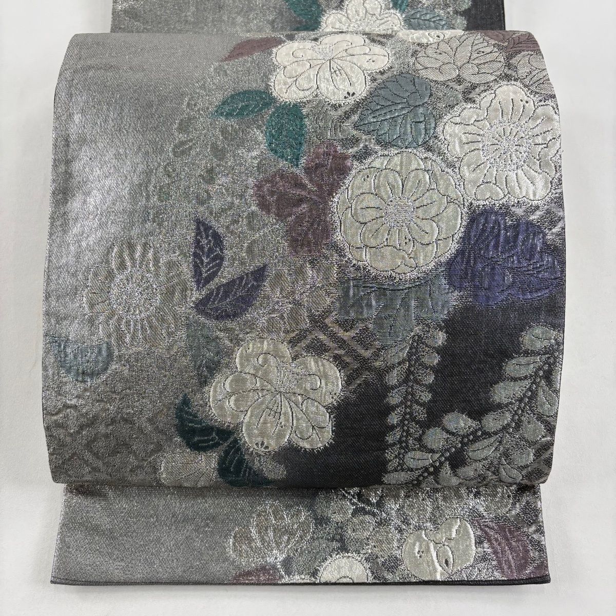 袋帯 秀品 辻が花柄 草花 箔 銀糸 銀色 六通 正絹 【中古】 - メルカリ