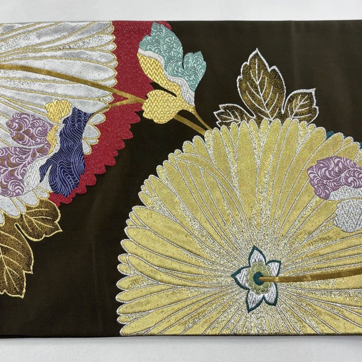 袋帯 秀品 菊 唐織 金銀糸 茶緑色 六通 正絹 【中古】 - メルカリ