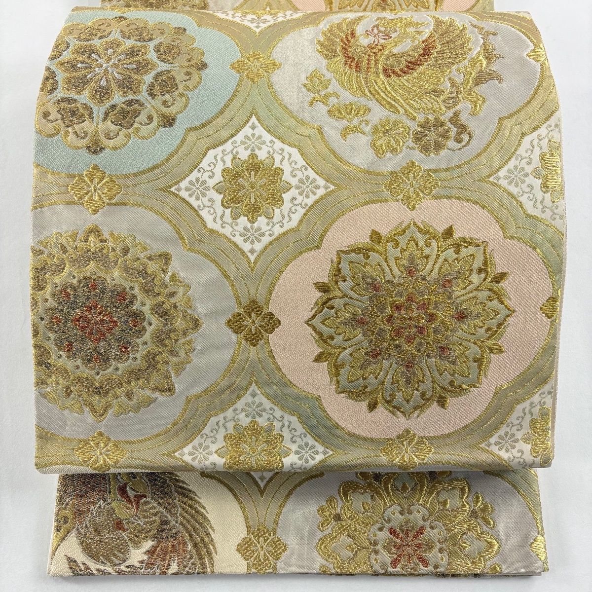 袋帯 秀品 青銅箔 鳳凰 華文 金糸 箔 銀色 六通 正絹 【中古】 - メルカリ