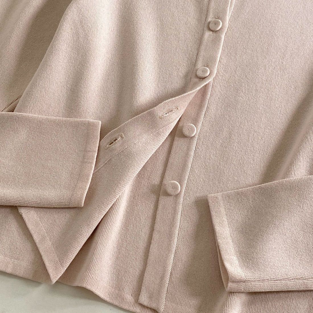 USED】Rene ルネ パールネック カーディガン 34 Sサイズ ピンク 羽織