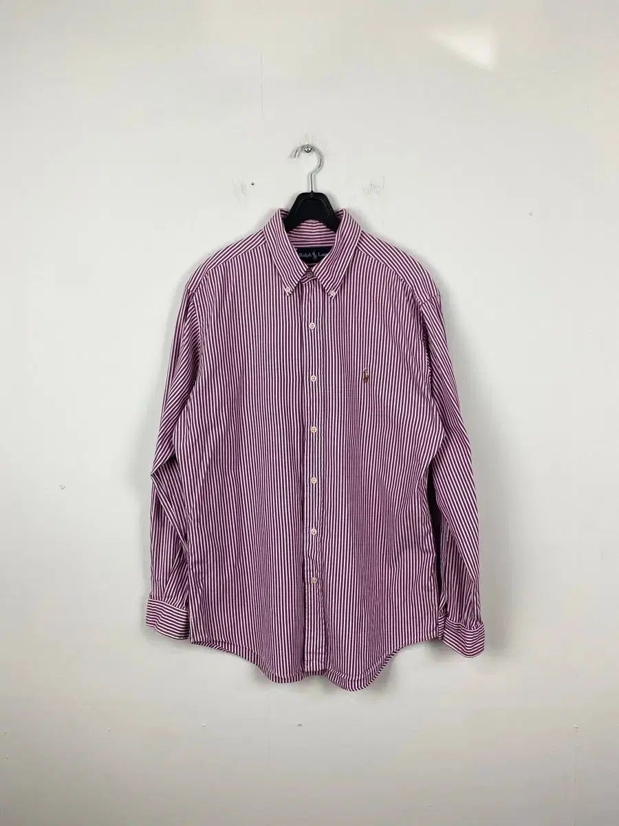 ポロラルフローレン ストライプ パープル シャツ M