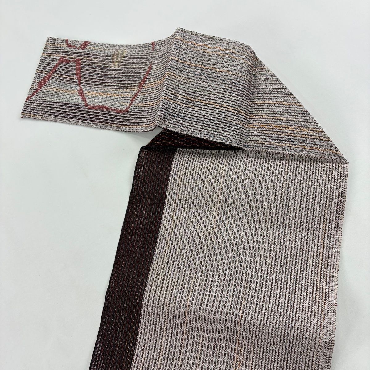 美品】 名古屋帯 優品 夏帯 八寸名古屋帯 松葉仕立て 幾何学 金糸 焦