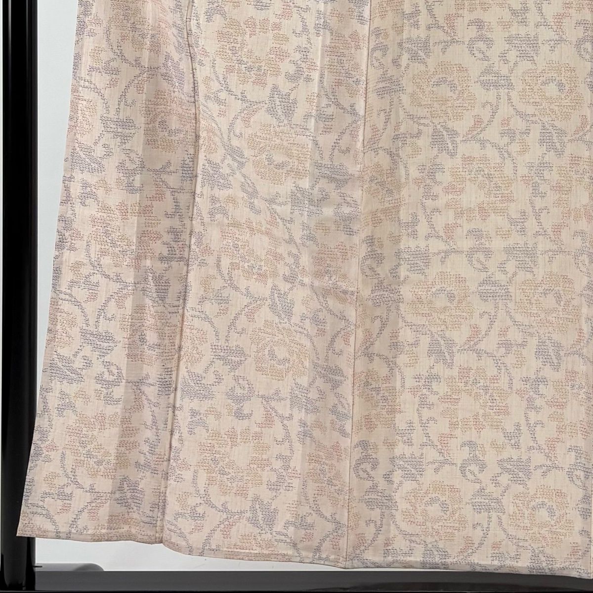 美品】 結城紬 身丈157.5cm 裄丈63.5cm S 単衣 はたおり娘 証紙 花唐草