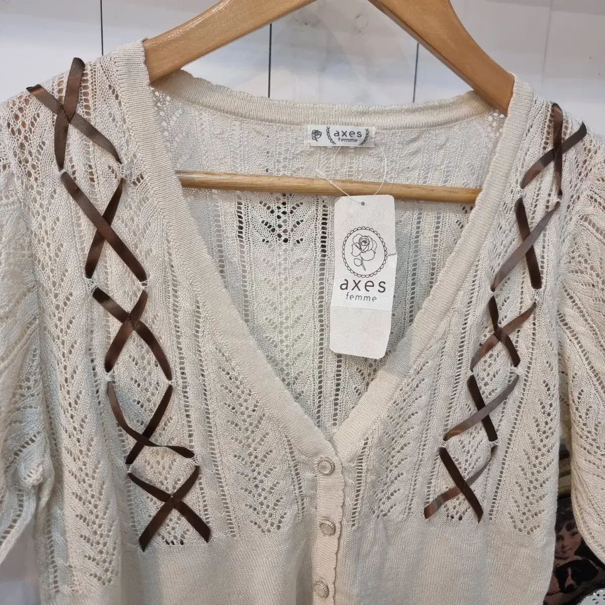 axes femme レース クロス カーディガン - メルカリ
