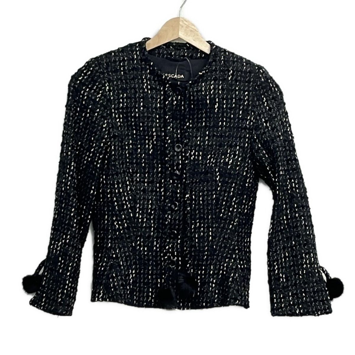 ESCADA 　エスカーダ　ボタンデザイン　ウール　ジャケット　ブラック ESCADA(エスカーダ) ジャケット サイズ34 S レディース美品 - 黒×白