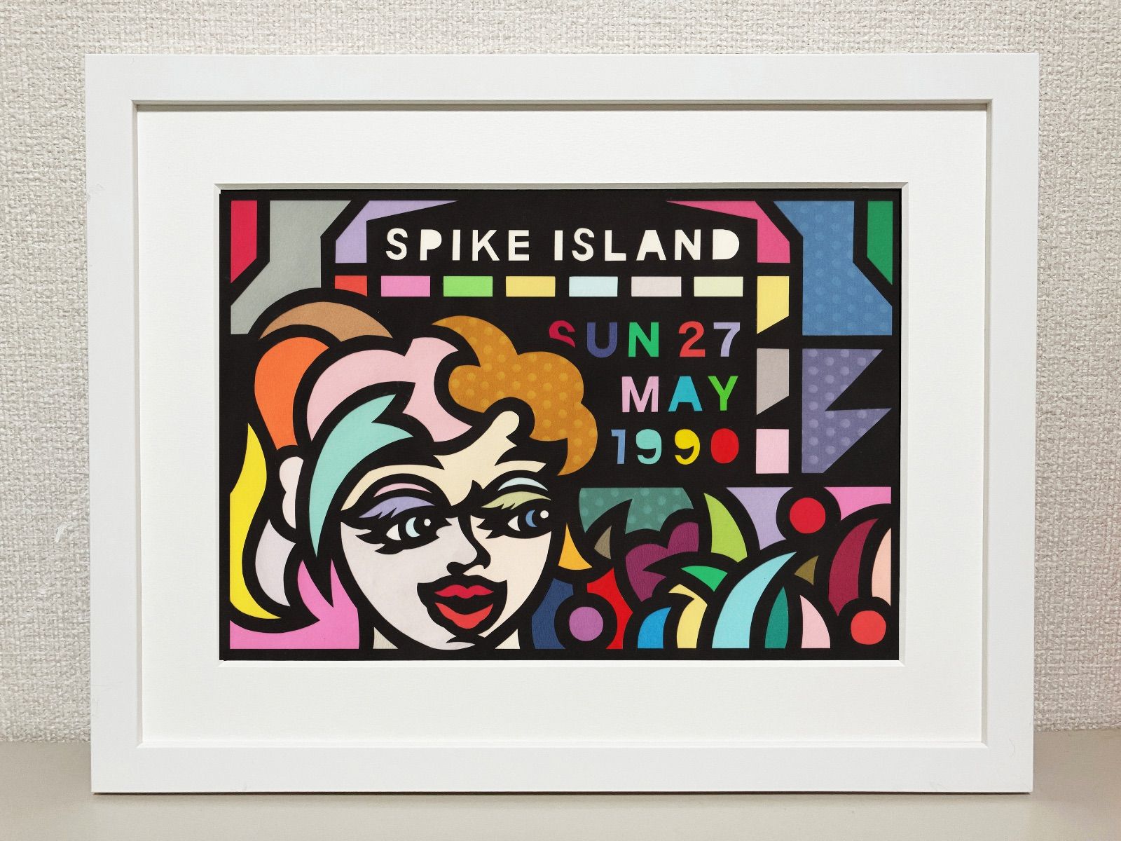 A4サイズ #193-1 “Spike Island in 1990” 2025 Original art work on paper cutting with collage ◆日本製UVカットアクリルフレーム付き◆英国ロックファン