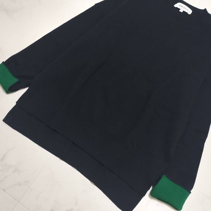 ENFOLD エンフォルドタッチバックフレア プルオーバーニット ネイビー