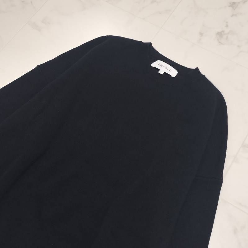 ENFOLD エンフォルドタッチバックフレア プルオーバーニット ネイビー