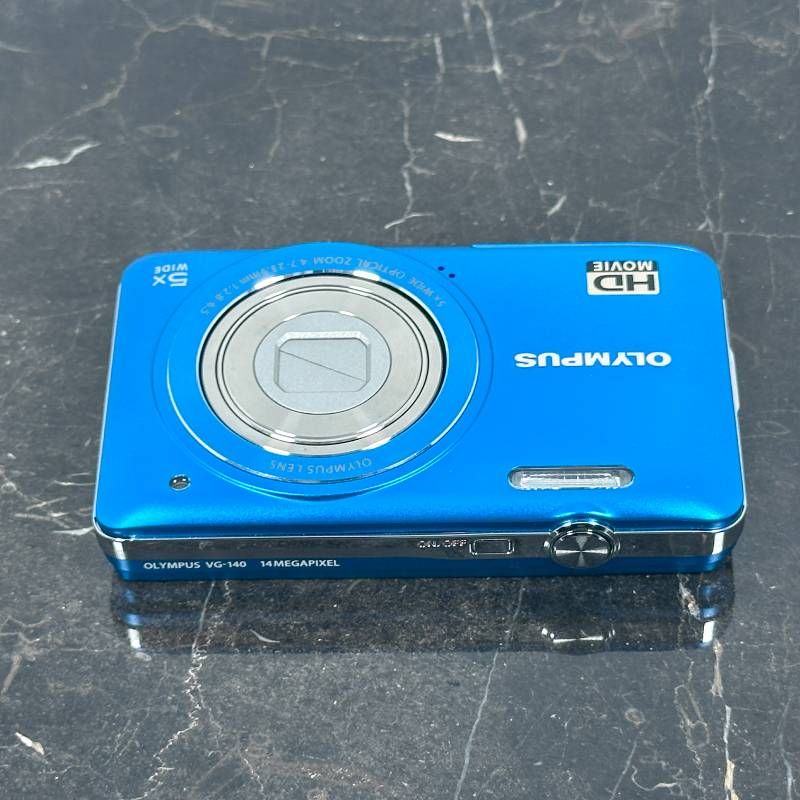 美品】OLYMPUS VG-140 ブルー 1400万画素 26mm広角 光学5倍ズーム HD