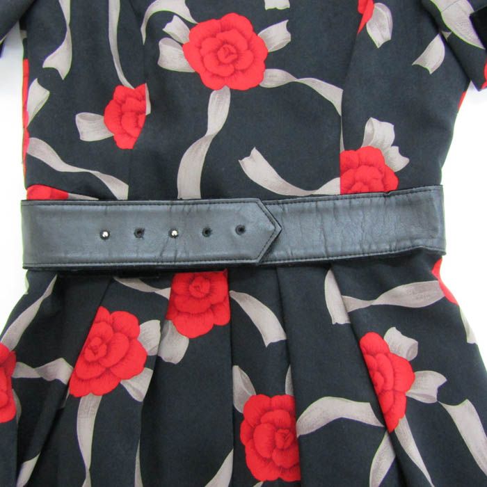 エムズグレイシー ワンピース トップス 半袖 花柄 ベルト付き 日本製