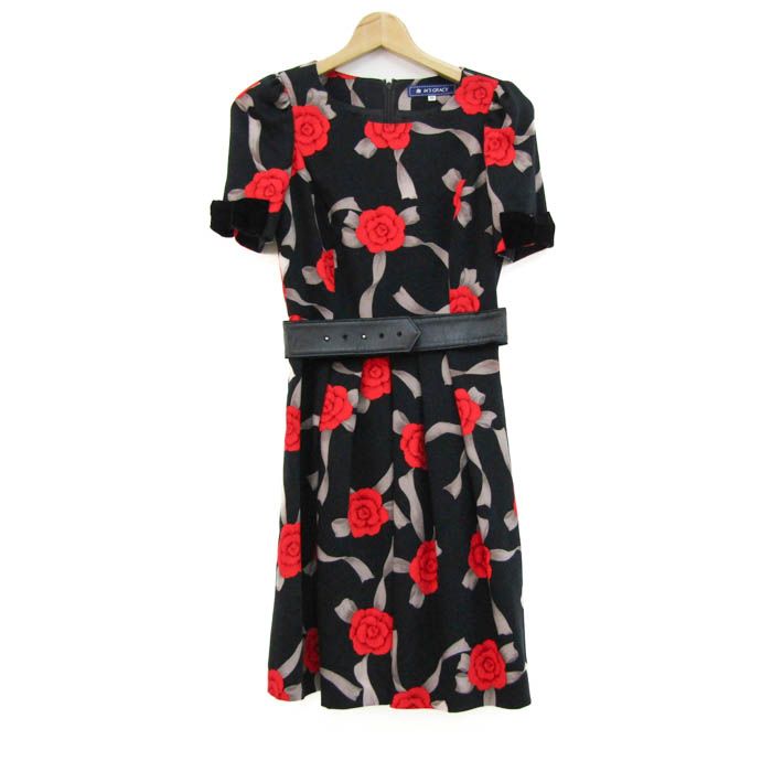 新品未使用　エムズグレイシー　ワンピース　半袖　花柄　レディース エムズグレイシー ワンピース トップス 半袖 花柄 ベルト付き 日本製