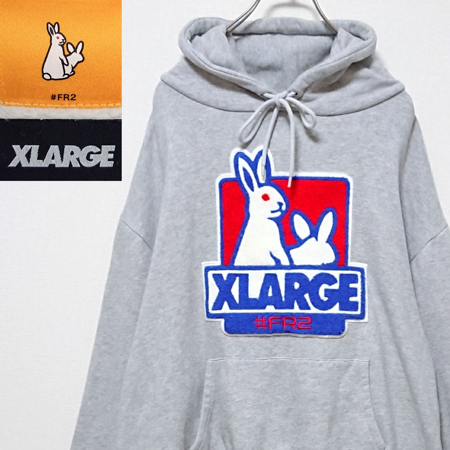 【限定コラボ】FR2 × ハフ コラボパーカー ビッグロゴ 即完売モデル 美品 希少デザイン】FR2 HUF コラボ☆センタービッグロゴ 入手困難 パーカー