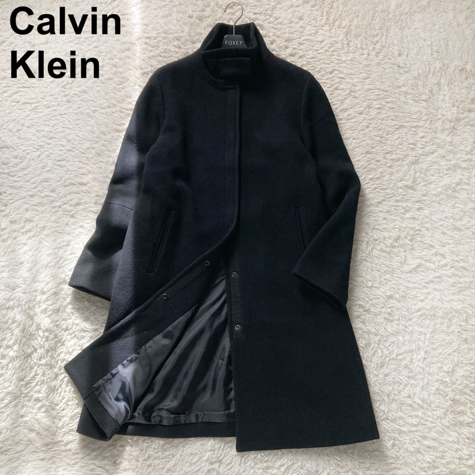 美品 カルバンクライン Calvin Klein CK スタンドカラー ロングコート