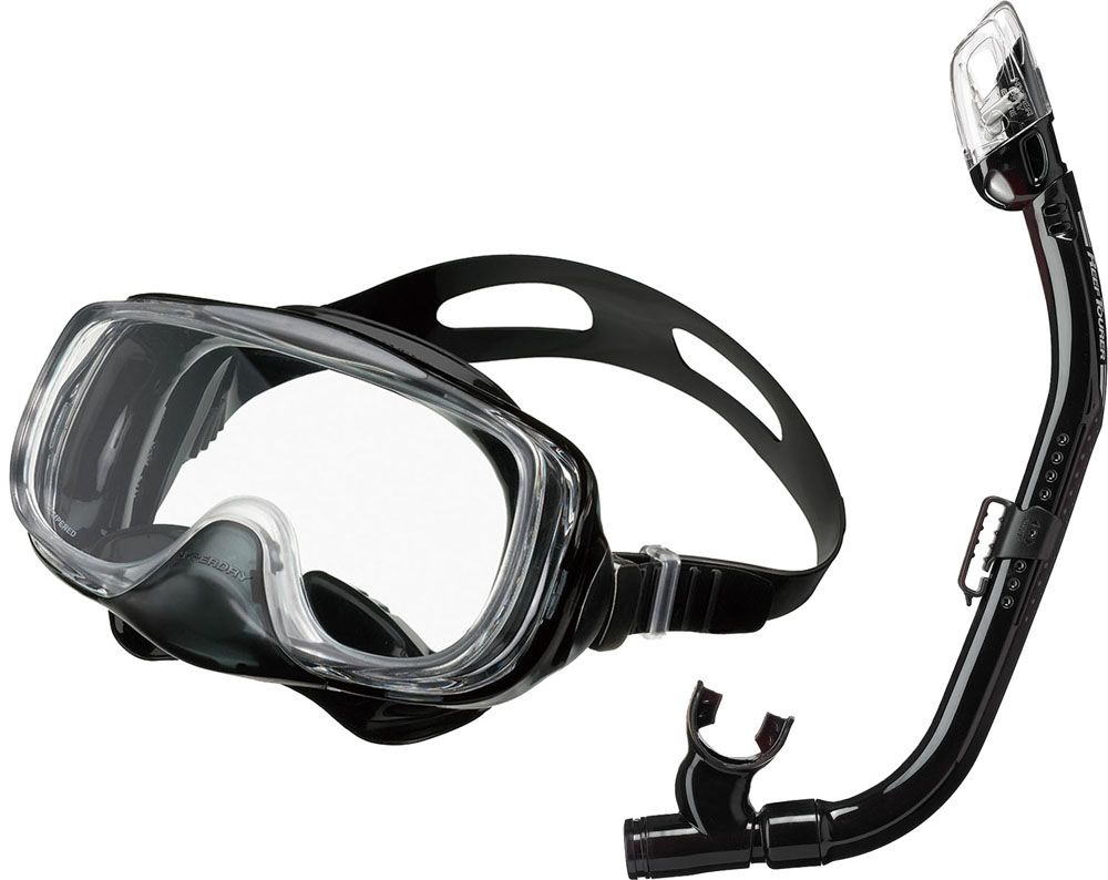 全国無料，人気 リーフツアラー Reef Tourer マリン ReefTourer リーフツアラー シュノーケリングセット2点 大人用   RC0109 BKBK ブラックブラック シュノーケル