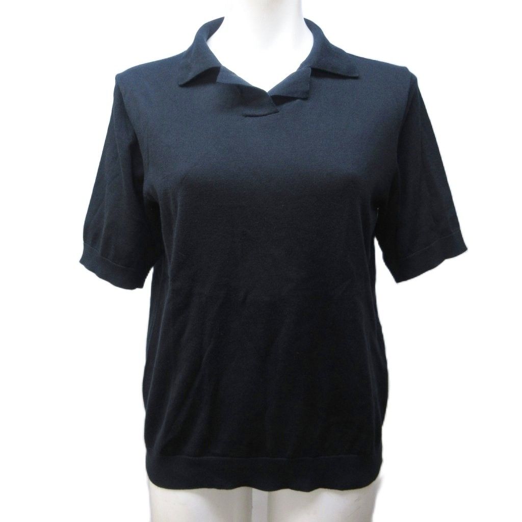 MARGARET HOWELL ブラックポロシャツ 半袖 マーガレットハウエル MARGARET HOWELL ニットポロシャツ カットソー