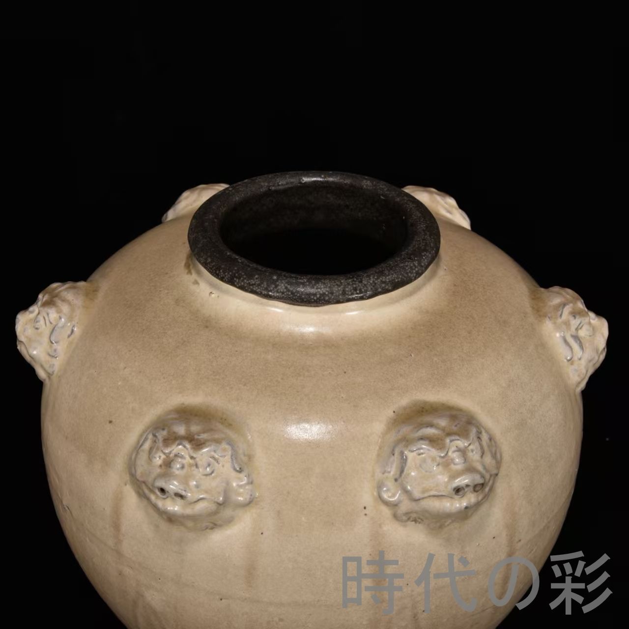 中国古美術【磁州窯 盖罐】唐白 大型 壺 旧蔵 古陶磁器 時代物 陶芸 文