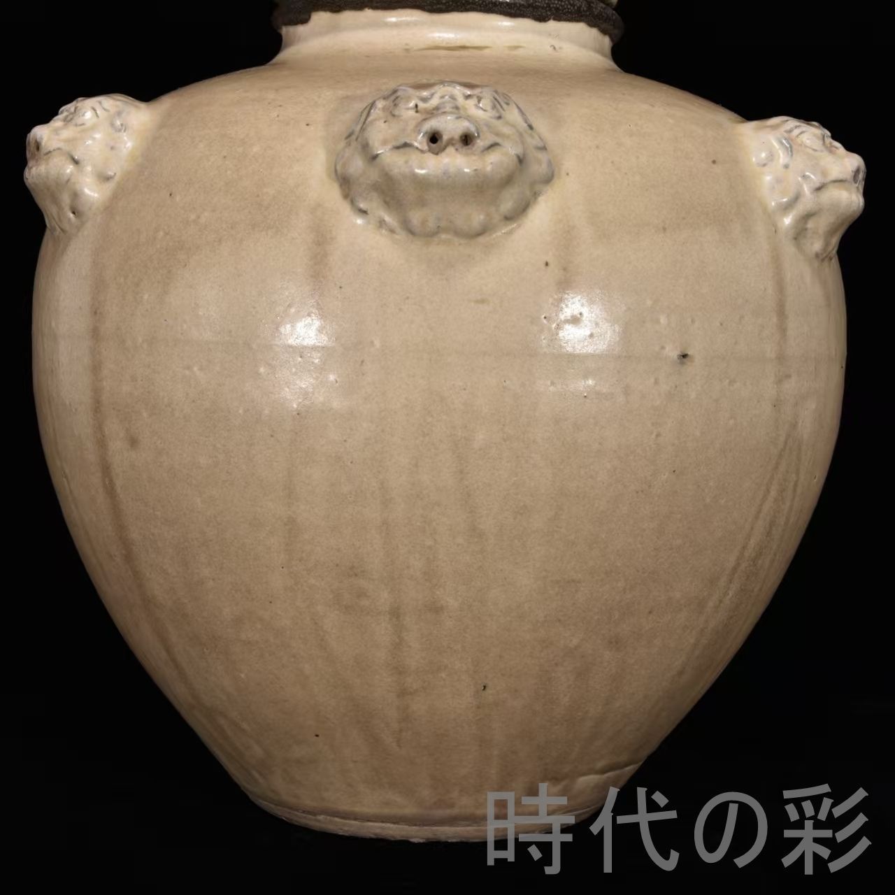 中国古美術【磁州窯 盖罐】唐白 大型 壺 旧蔵 古陶磁器 時代物 陶芸 文