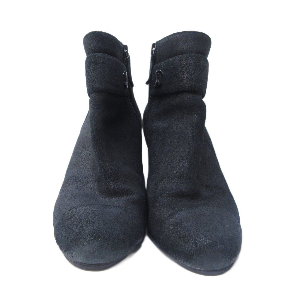 シャネル CHANEL スエード ココマーク ショートブーツ ヒール サイド