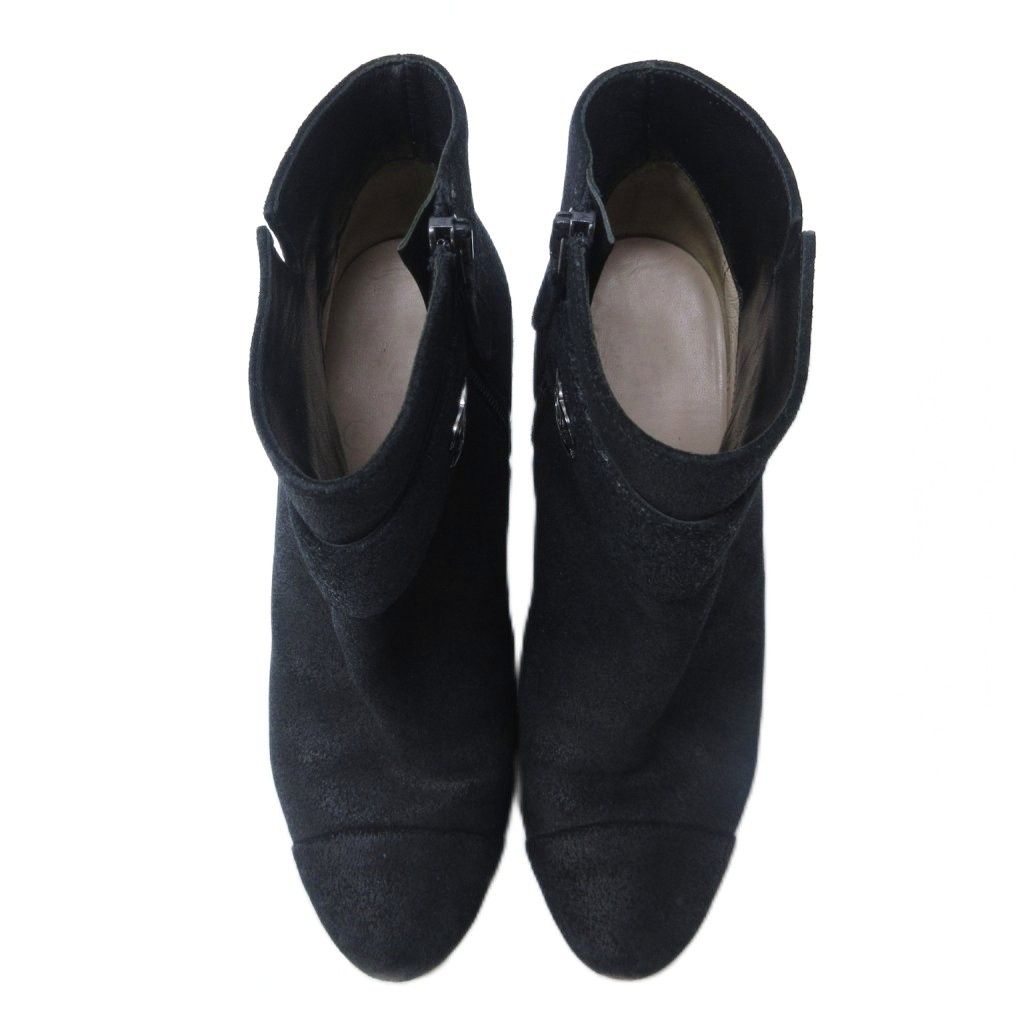 シャネル CHANEL スエード ココマーク ショートブーツ ヒール サイド