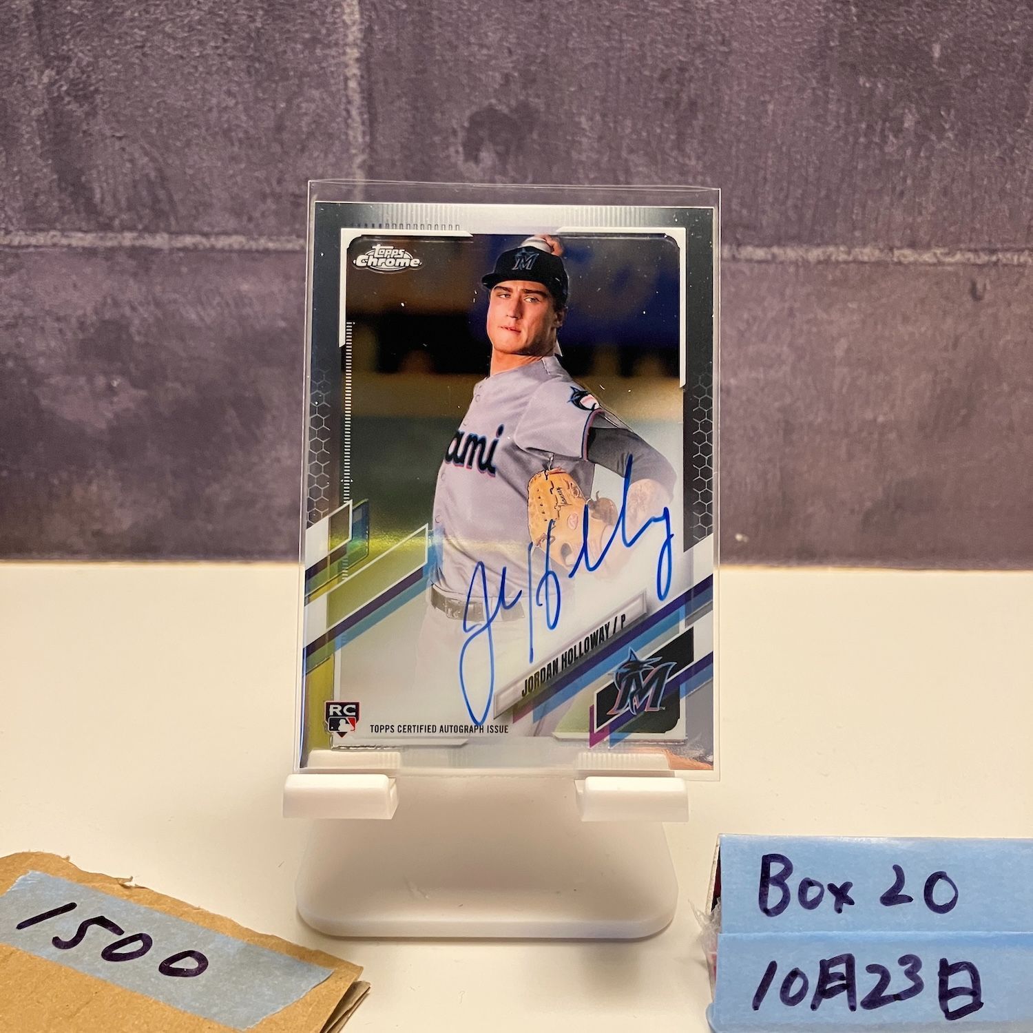 2021 Topps Chrome Jordan Holloway 直筆サインカード Miami Marlins