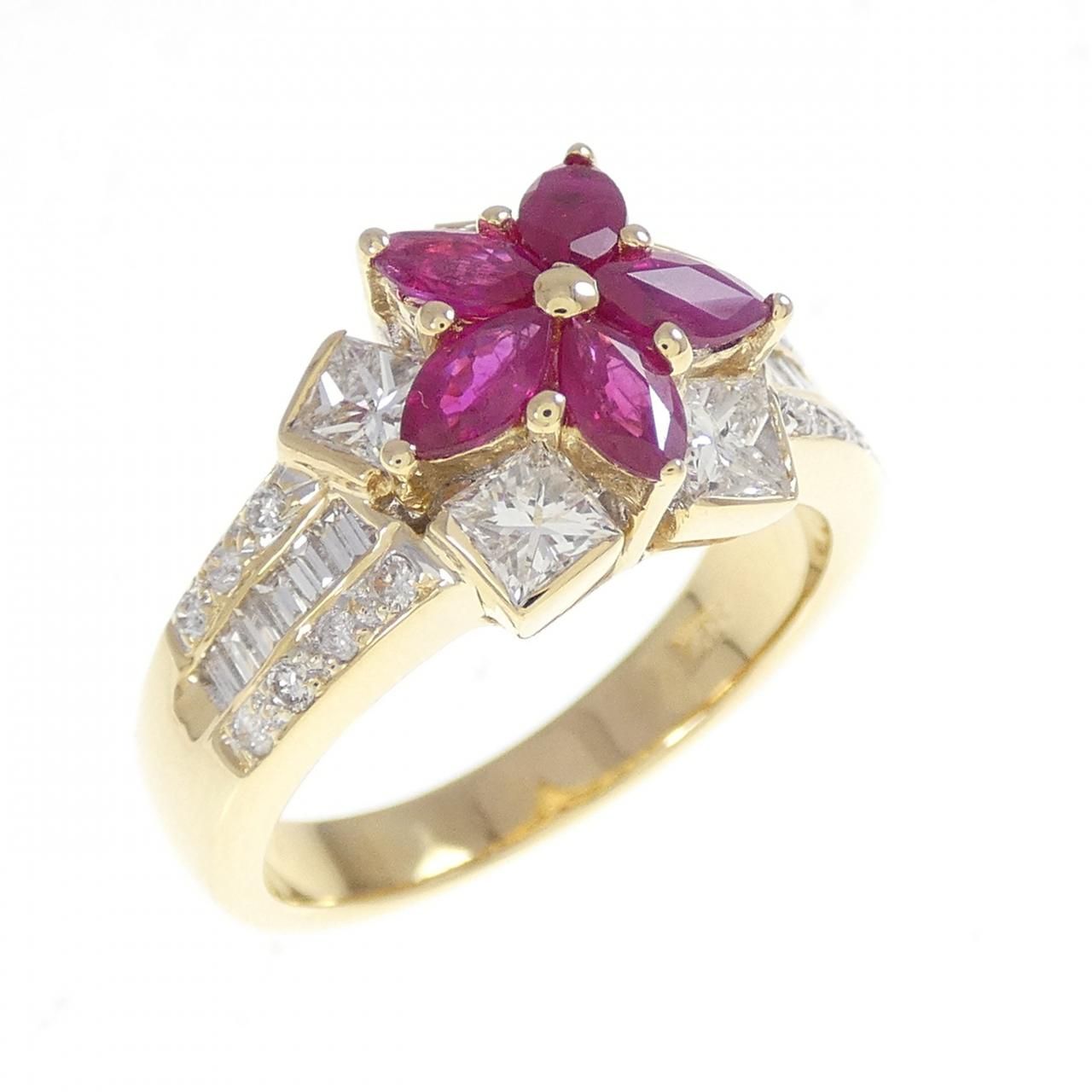 K18YG フラワー ルビー リング 0.87CT - メルカリ
