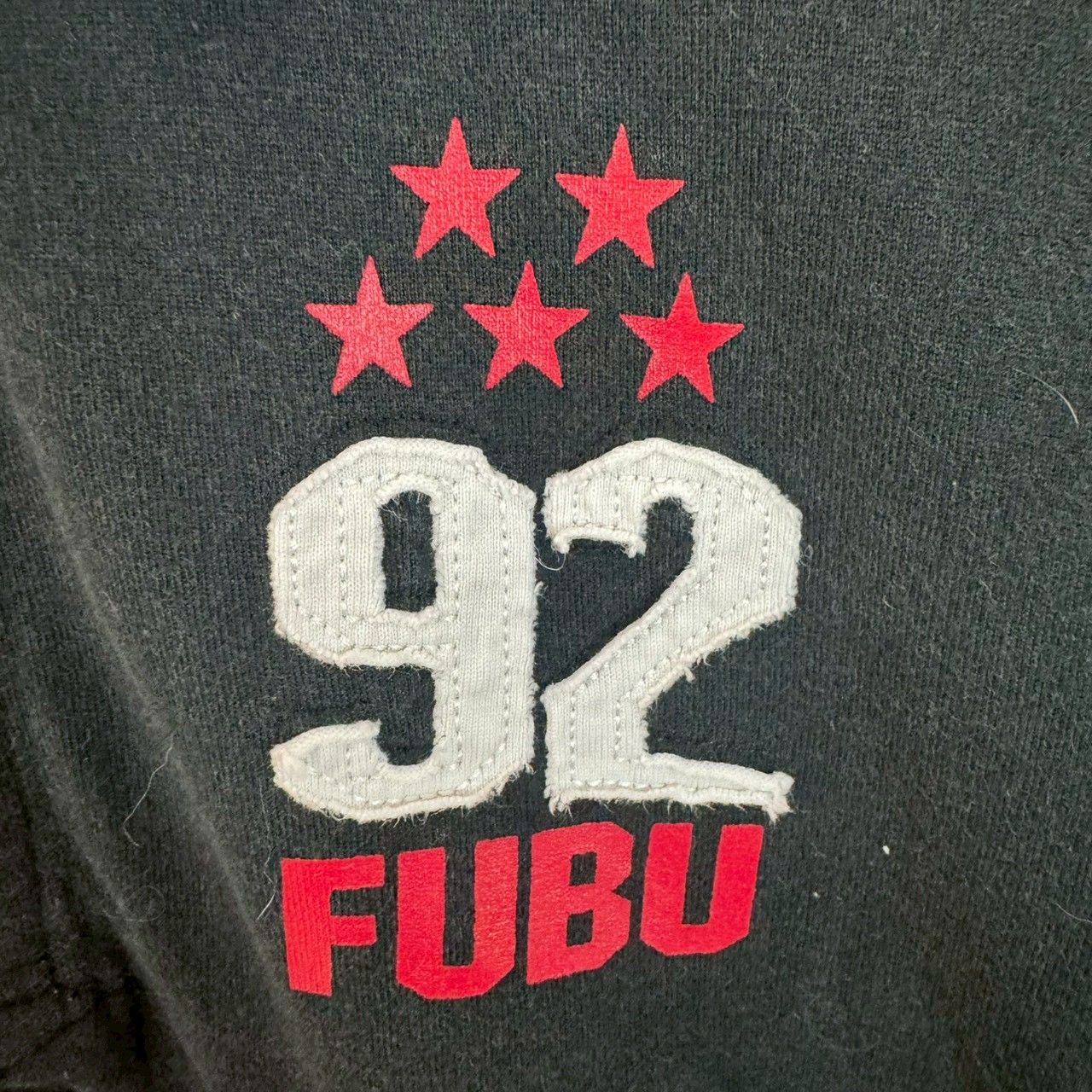 FUBU フブ ラガーシャツ ロゴプリント ブラック XLサイズ メンズ 古着