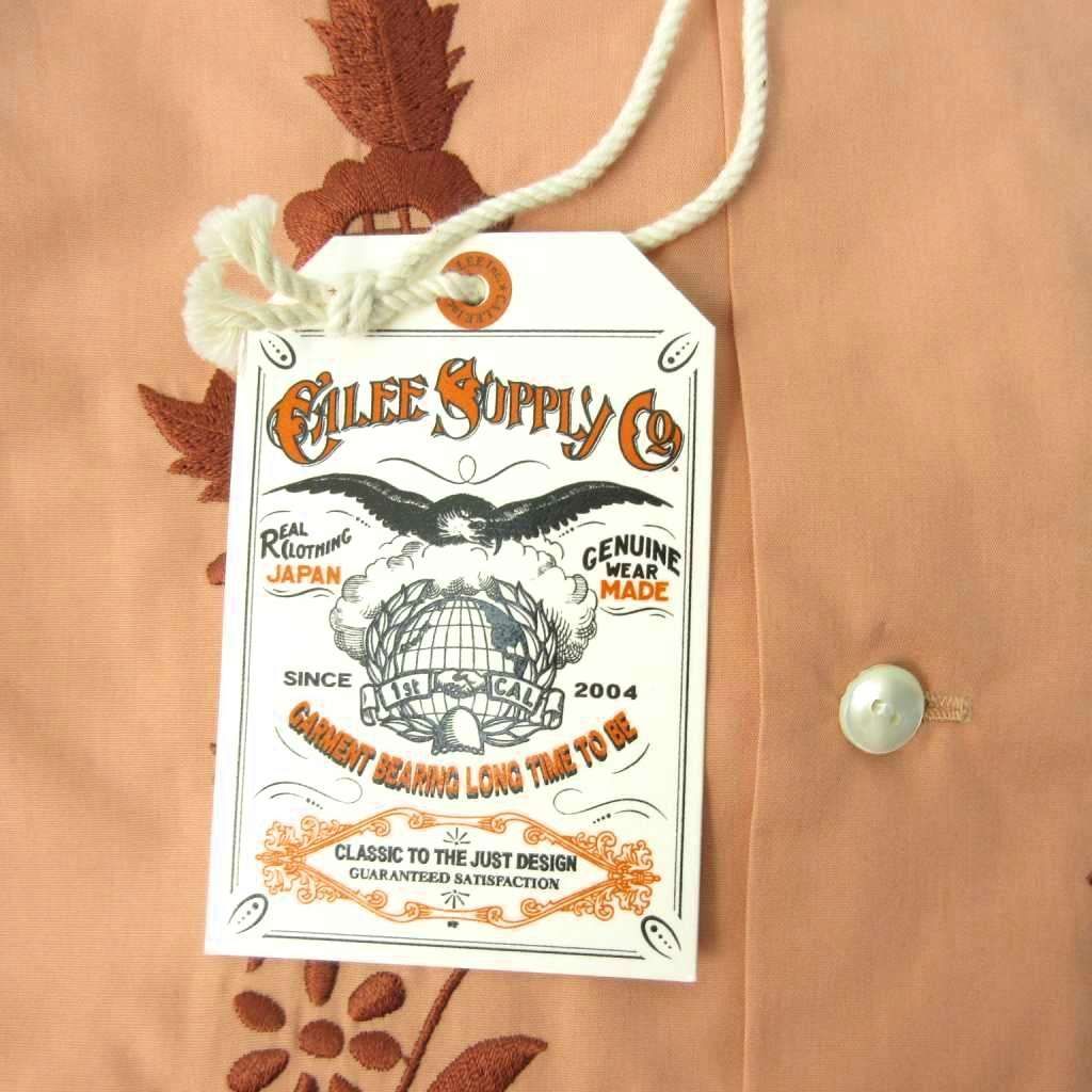 キャリー CALEE タグ付 キューバシャツ 刺繍 半袖 L ピンク CL-19SS075