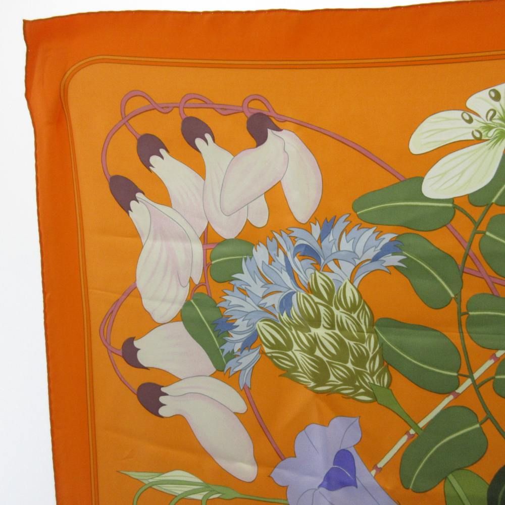 エルメス HERMES カレ90 スカーフ オレンジ Flora Graeca ギリシャの花