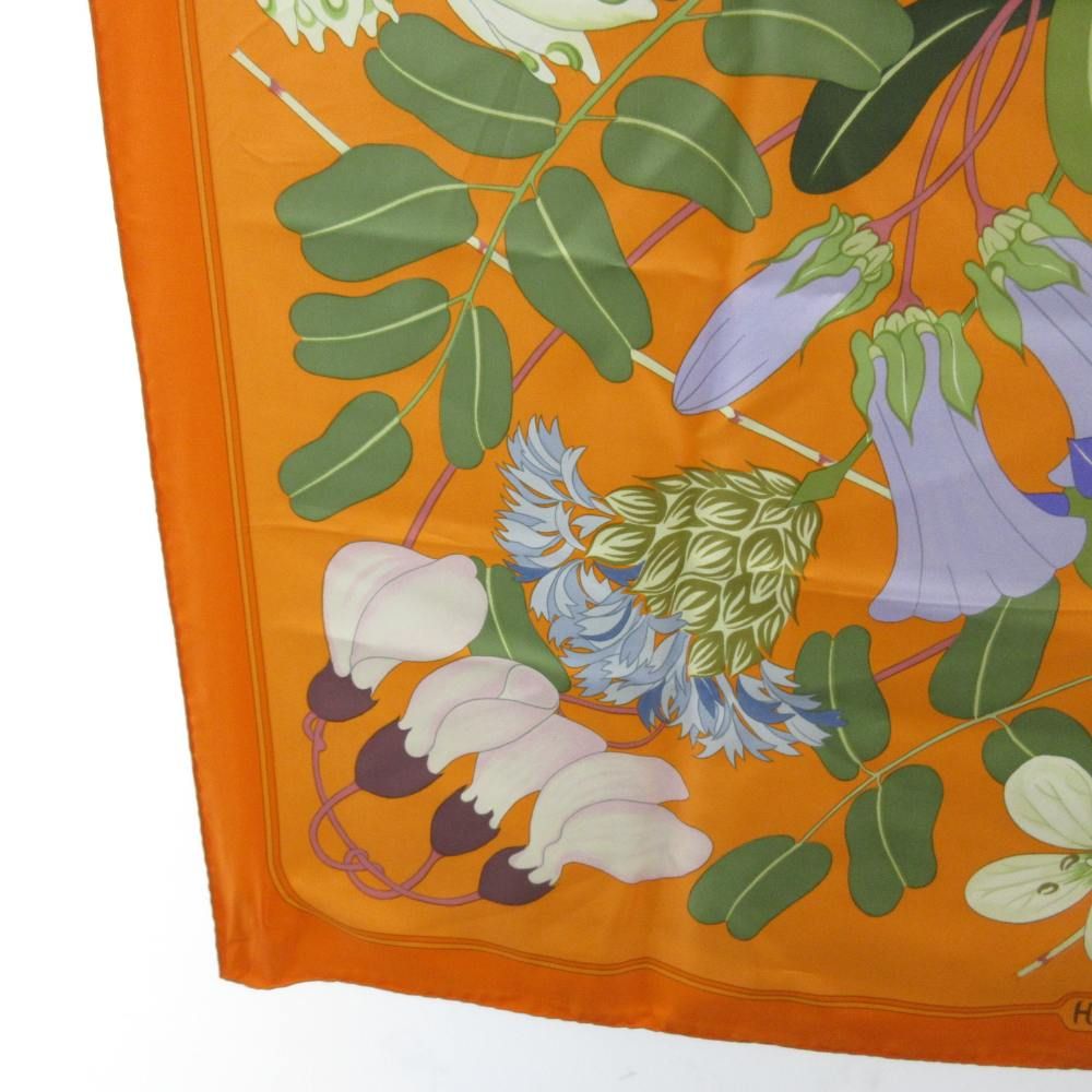エルメス HERMES カレ90 スカーフ オレンジ Flora Graeca ギリシャの花