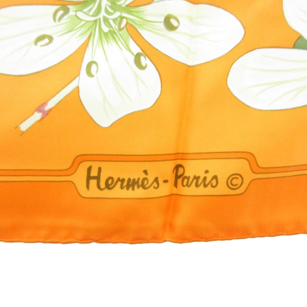エルメス HERMES カレ90 スカーフ オレンジ Flora Graeca ギリシャの花