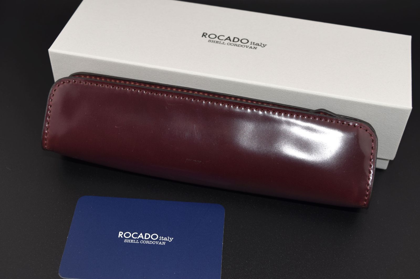 ROCADO社 シェルコードバン ペンケース ワインレッド 新品未使用】【訳あり】ROCADO ロカド社 シェル コードバン ペンケース