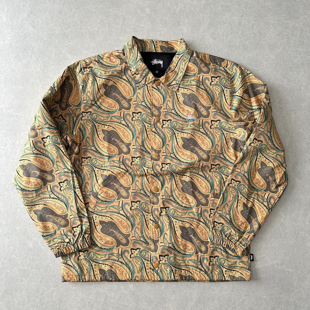 STUSSY】ペイズリー柄グラフィックジャケット 総柄 L 古着 メンズ